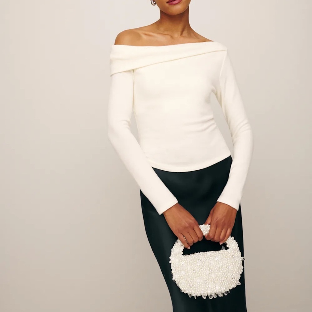 Elegant Off-Shoulder White Sweater